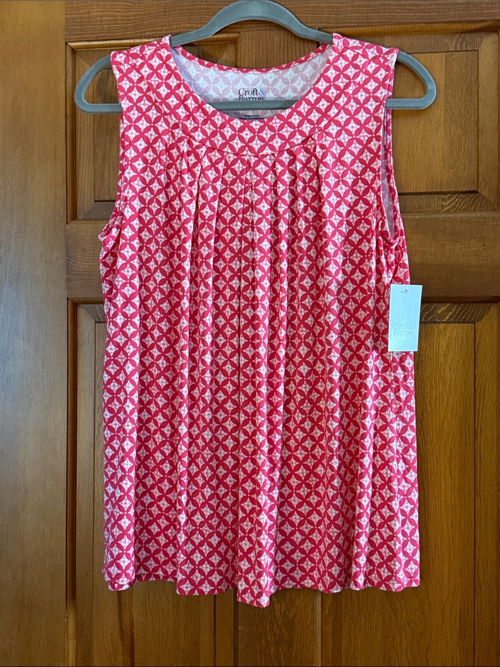 Croft & Barrow Coral-Pink Geometric Sleeveless Top